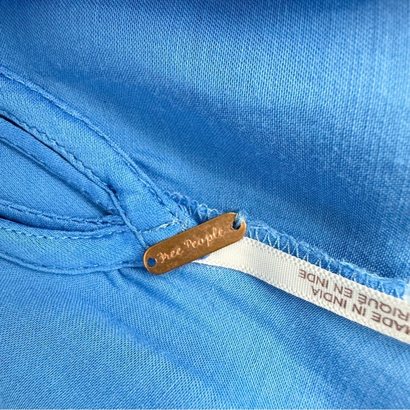 Free People Later Days Strappy Satin Midi Button Front  Dress Blue Size 10 - Picture 10 of 12